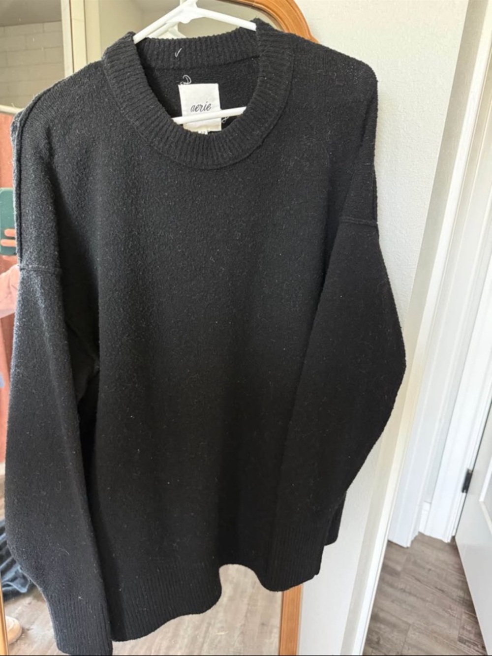 Aerie Black Oversized Crewneck Sweater